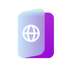 Vector modern trend icon in the style of glassmorphism with gradient, blur and transparency. international document or passport symbol and icon
