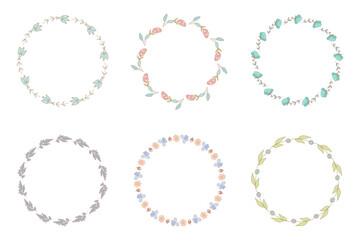 Set of four hand drawn floral frames.