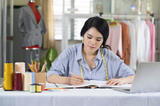 Fashion designer working in atelier