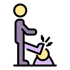 Stop object violence icon. Outline stop object violence vector icon color flat isolated