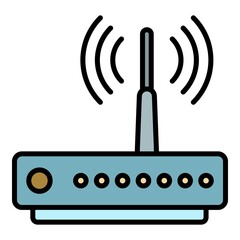 Modern router icon. Outline modern router vector icon color flat isolated
