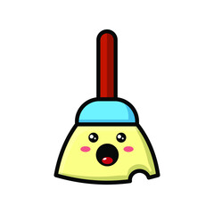 cute broom icon illustration vector graphic