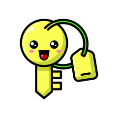 cute key icon illustration vector graphic