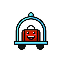 Obraz premium cute luggage cart icon illustration vector graphic
