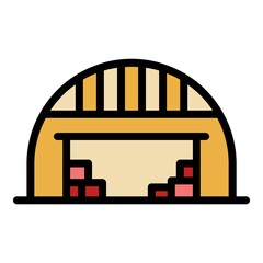 Full hangar icon. Outline full hangar vector icon color flat isolated