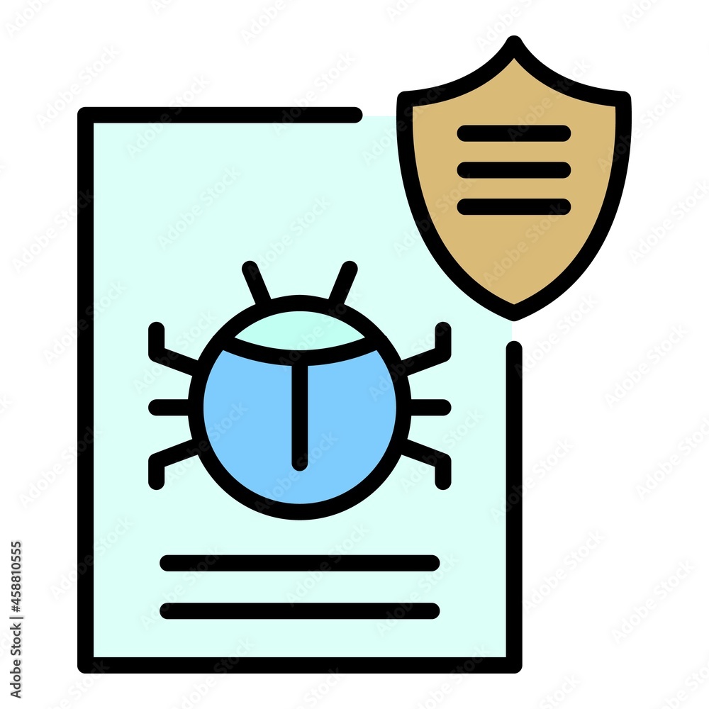 Poster hacker bug icon. outline hacker bug vector icon color flat isolated
