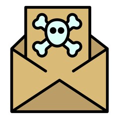 Mail hacker icon. Outline mail hacker vector icon color flat isolated