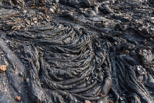 The frozen intertwined lava of the Kamchatka volcano, an alien landscape.