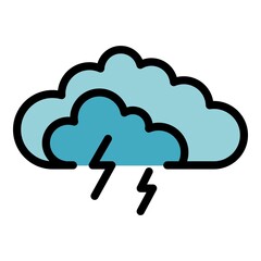 Storm cloud icon. Outline storm cloud vector icon color flat isolated
