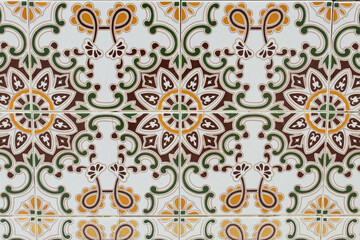 detail of porcelain tiles with geometric shape of flowers