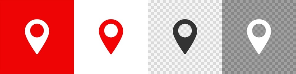Fototapeta premium Set map pin icon in flat style. Button GPS pointer, vector