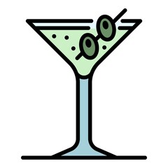 Beach cocktail icon. Outline beach cocktail vector icon color flat isolated