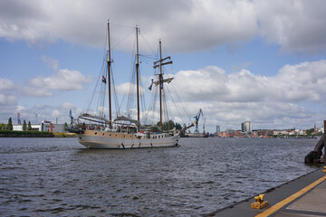 Hamburg, Germany - July 18, 2021 - The Port of Hamburg is a seaport on the river Elbe in Hamburg