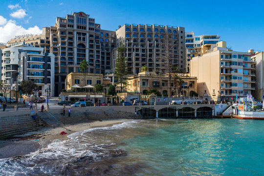 The Beach At Balluta Bay, Malta.