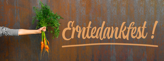 Erntedank Erntedankfest Hintergrund Grußkarte Vorlage, religiöser Feiertag - Junge Mädchen...