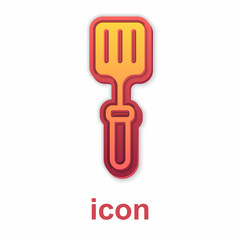 Gold Barbecue spatula icon isolated on white background. Kitchen spatula icon. BBQ spatula sign. Barbecue and grill tool. Vector