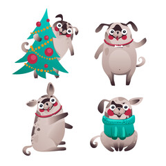 Set of Happy dogs character, vector illustration EPS 10