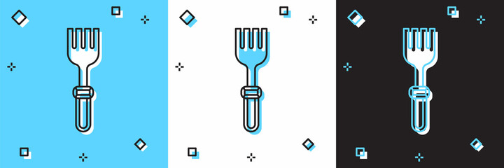 Set Fork icon isolated on blue and white, black background. Cutlery symbol. Vector