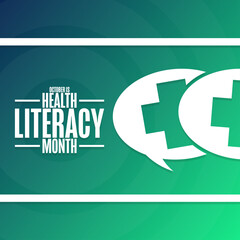 October is Health Literacy Month. Holiday concept. Template for background, banner, card, poster with text inscription. Vector EPS10 illustration.