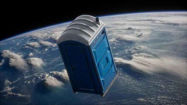 Portable street WC toilet cabin on Earth orbit