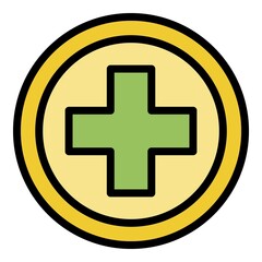 Fototapeta premium Medical cross circle icon. Outline medical cross circle vector icon color flat isolated