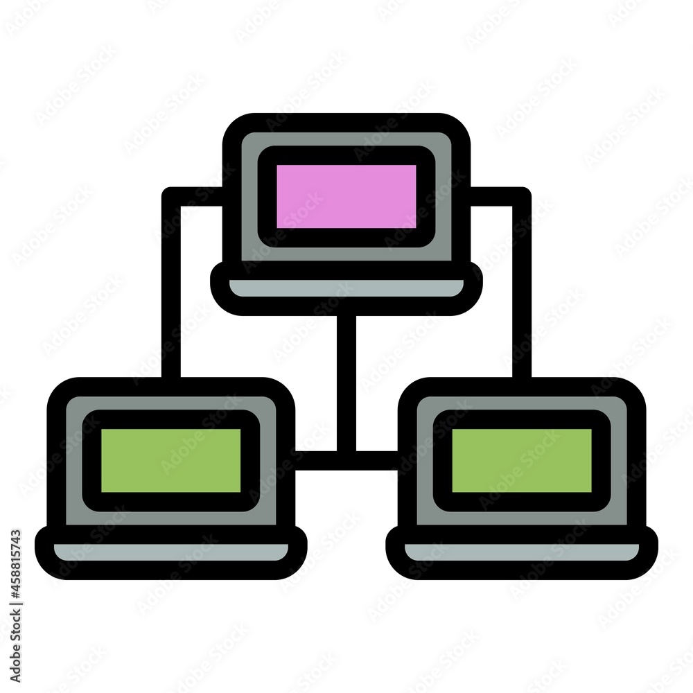 Aufkleber computer network icon. outline computer network vector icon color flat isolated