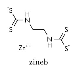 Zineb zinc organosulfur fungicide molecule. Skeletal formula.