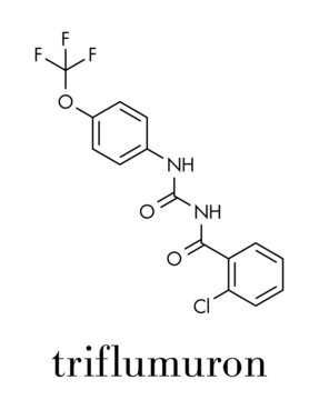 Triflumuron insecticide molecule. Skeletal formula.