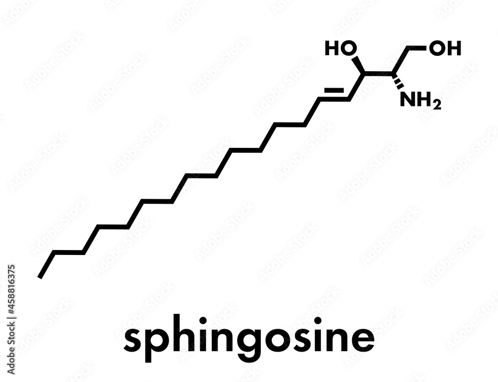 Sticker Sphingosine lipid molecule. Skeletal formula.