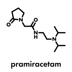 Pramiracetam drug molecule. Skeletal formula.