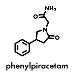 Phenylpiracetam drug molecule. Skeletal formula.