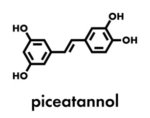 Piceatannol herbal stilbenoid molecule. Skeletal formula.