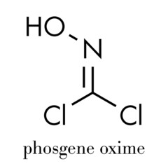 Phosgene oxime chemical weapon molecule. Skeletal formula.