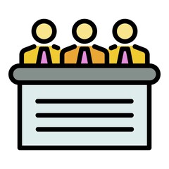 Corporate meeting icon. Outline corporate meeting vector icon color flat isolated