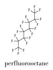 Perfluorooctane molecule. Skeletal formula.