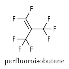 Perfluoroisobutene fluorocarbon molecule.  Skeletal formula.