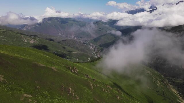 Alagir Gorge in North Ossetia, Russia. Aerial View