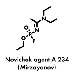 Novichok agent A-234 molecule, chemical structure as proposed by Mirzayanov. Skeletal formula.