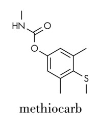 Methiocarb pesticide molecule. Skeletal formula.