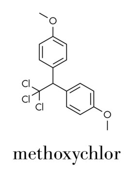 Methoxychlor pesticide molecule. Skeletal formula.