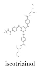 Iscotrizinol sunscreen molecule (UV filter). Skeletal formula.