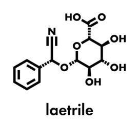 Laetrile molecule. Derivative of amygdalin. Used in quack cancer treatment. Skeletal formula.