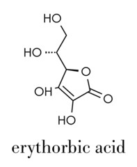 Erythorbic acid food preservative molecule (antioxidant). Skeletal formula.