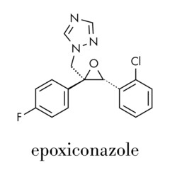 Epoxiconazole pesticide molecule. Skeletal formula.