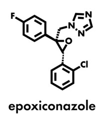 Epoxiconazole pesticide molecule. Skeletal formula.