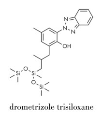 Drometrizole trisiloxane sunscreen molecule (UV filter). Skeletal formula.