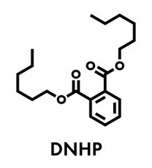 Di-n-hexyl phthalate (DNHP) plasticizer molecule. Skeletal formula.