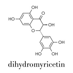 Dihydromyricetin (ampelopsin) herbal drug molecule. Skeletal formula.