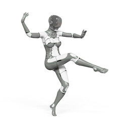 gynoid girl is doing a belly dance