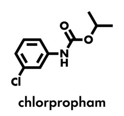 Chlorpropham herbicide molecule. Skeletal formula.